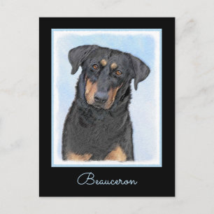 Beauceron Malerei - Niedliche Original Hunde Kunst Postkarte