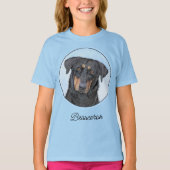 Beauceron Malerei - Niedlicher Original Hunde Kuns T-Shirt (Vorderseite)