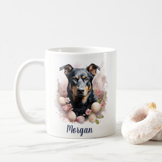 Beauceron - Ostereier und Kirschblüten - Kaffeetasse (Mit Donut)
