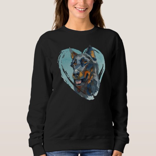 Beauceron Portrait - Watercolor Dog Graphic Sweatshirt (Vorderseite)