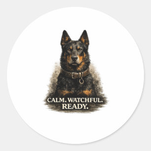 Beauceron – Ruhig Wachsam Bereit Runder Aufkleber