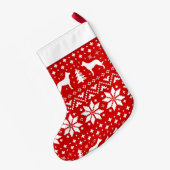 Beauceron Silhouetten Hunde Holiday Pattern Rot Kleiner Weihnachtsstrumpf (Rückseite (Hängend))