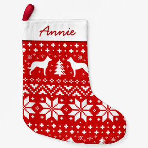 Beauceron Silhouetten Hunde Holiday Pattern Rot Kleiner Weihnachtsstrumpf