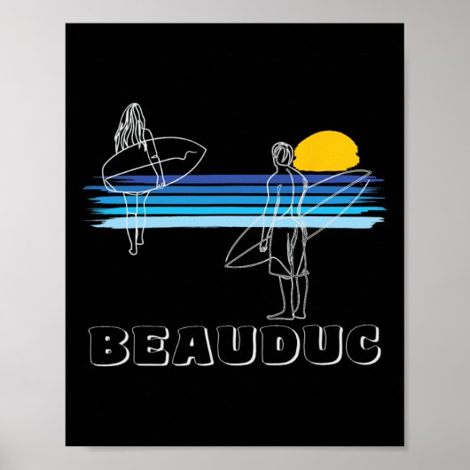 Beauduc Surfstrand Surfer Junge Frau Poster (Vorne)