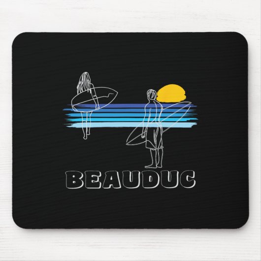 Beauduc Surfstrand Surfer Junge Mädchen Mousepad (Vorne)