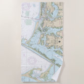 Beaufort Inlet und Teil der Core Sound Chart Strandtuch (Vorderseite)