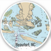 Beaufort NC Chart Aufkleber (Vorderseite)