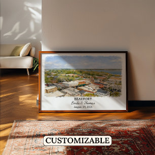 Beaufort South Carolina Poster, Aquarell, Maßgesch Poster