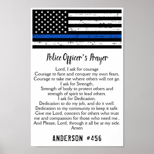 Beauftragter für die Flaggenpolizei Thin Blue Line Poster (Vorne)
