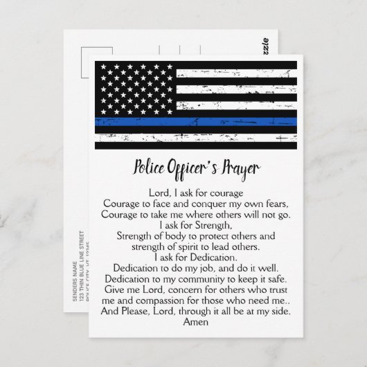 Beauftragter für die Flaggenpolizei Thin Blue Line Postkarte (Vorne/Hinten)