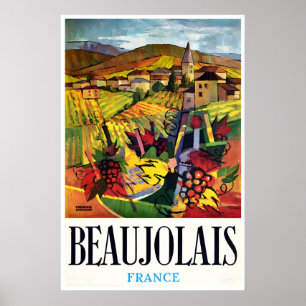 Beaujolais Kunst Französische Weine Poster Vintage