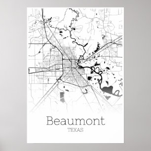 Beaumont Karte - Texas - Stadt-Karten-Plakat Poster