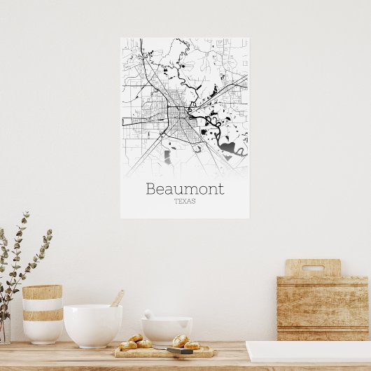 Beaumont Map - Texas - City Map Poster (Küche)