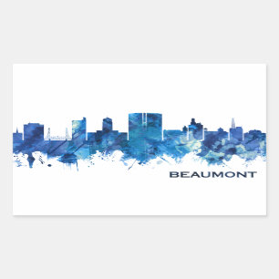 Beaumont Texas Skyline Blue Rechteckiger Aufkleber