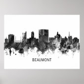 Beaumont Texas Skyline BW Poster (Vorne)