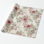 Beausy gemütliche Weihnachten Tartan Floral Geschenkpapier (Ungerollt)