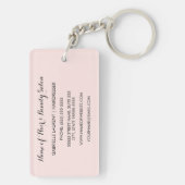 Beautician Chic Parisian Pink Polka Dots Black Bow Schlüsselanhänger (Rückseite)