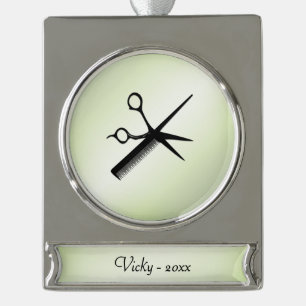 Beautician Design Apple Green Persönliches Jahr Banner-Ornament Silber