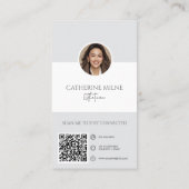 Beautician Gray QR Code & Foto Visitenkarte (Rückseite)