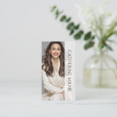 Beautician Gray QR Code & Foto Visitenkarte (Stehend Vorderseite)