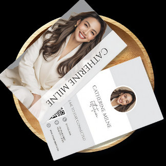 Beautician Gray QR Code & Foto Visitenkarte