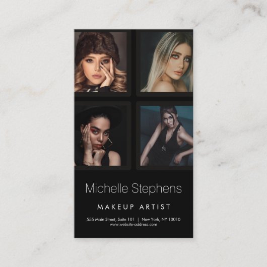 Beautician Hair and Makeup Artist Black Visitenkarte (Vorderseite)