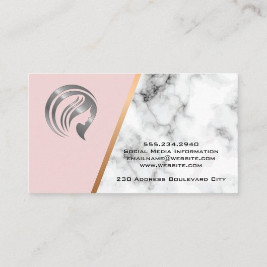 Beautician | QR-Code | Rosa | Marmor Visitenkarte (Rückseite)