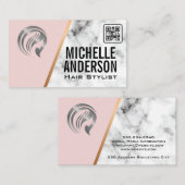 Beautician | QR-Code | Rosa | Marmor Visitenkarte (Vorne/Hinten)