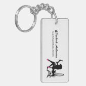 Beautician-rosa und schwarzer Girly Schlüsselanhänger (Vorderseite links)