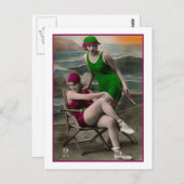 Beauties in grünen und Himbeeren Anzügen Postkarte (Vorne/Hinten)