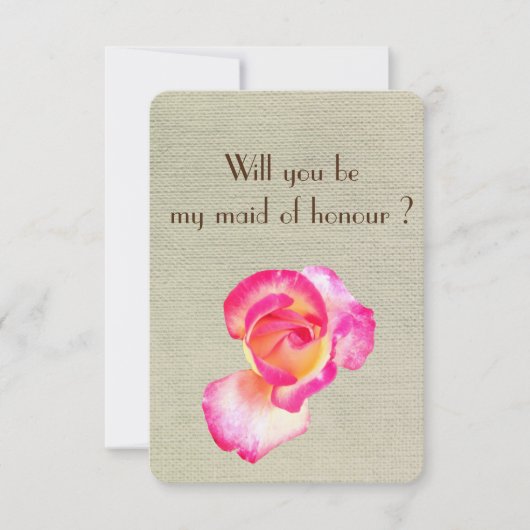 Beautif Rose Blume, Werden Sie meine Trauzeugin se Einladung (Vorderseite)