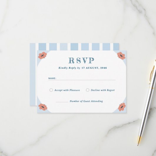 Beautifil Retro Floral Wedding RSVP Response Cards (Vorderseite/Rückseite Beispiel)