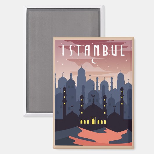 Beautifu Istanbul Türkei Retro Cityscape Magnet (Vorderseite/Rückseite)