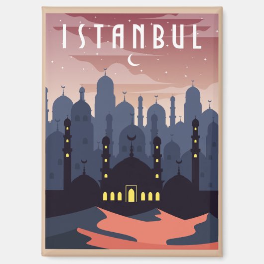 Beautifu Istanbul Türkei Retro Cityscape Magnet (Vorderseite)