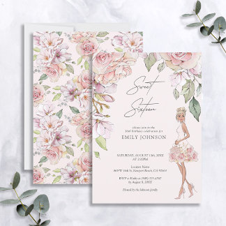 Beautiful 16 . Geburtstag Pink Rose Floral Geburts Einladung