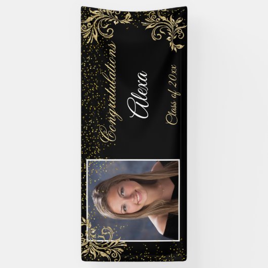 Beautiful Abschluss Gold Glitzer Confetti Banner (Vertikal)