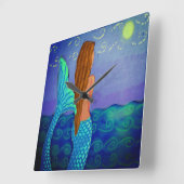 Beautiful Abstract Art Mermaid Quadratische Wanduhr (Winkel)