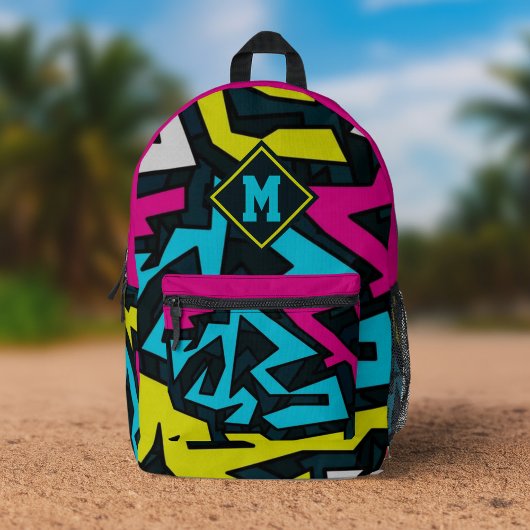 Beautiful Abstract Graffiti Pattern Monogram Bedruckter Rucksack