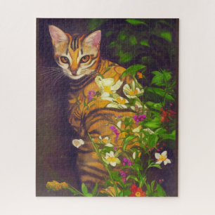 Beautiful Abyssinian Cat in a Midnight Garden   Puzzle