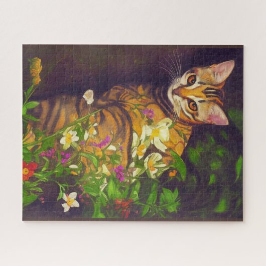 Beautiful Abyssinian Cat in a Midnight Garden Puzzle (Horizontal)