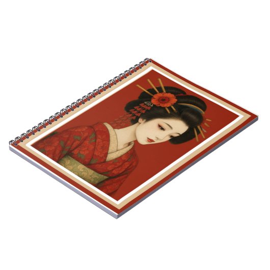 Beautiful Adorned Japanese Geisha Girl Notebook Notizblock (Linke Seite)