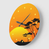 Beautiful Africa Safari Bright Orange Sunset Große Wanduhr (Winkel)