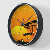 Beautiful Africa Safari Bright Orange Sunset Uhr (Winkel)