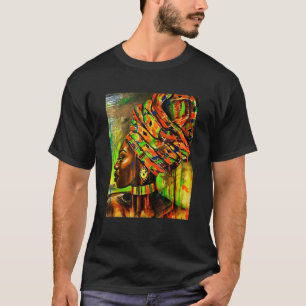 Beautiful African Woman Kente Pattern African Ar T-Shirt