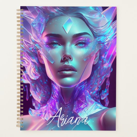 Beautiful Ai Art Hübsch Icy Glass wie Woman Planer (Vorderseite)