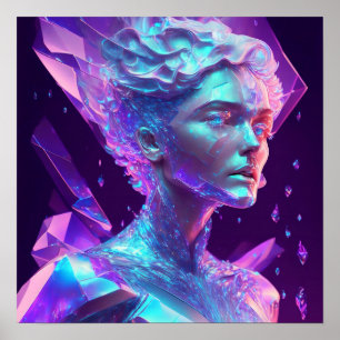 Beautiful Ai Art Hübsch Icy Glass wie Woman Poster