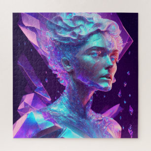 Beautiful Ai Art Hübsch Icy Glass wie Woman Puzzle
