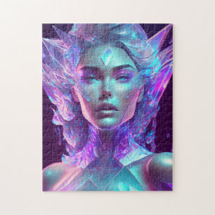 Beautiful Ai Art Hübsch Icy Glass wie Woman Puzzle