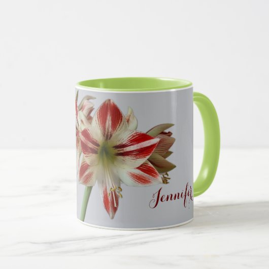 Beautiful Amaryllis Blume und custom+name Tasse (VorderseiteRechts)