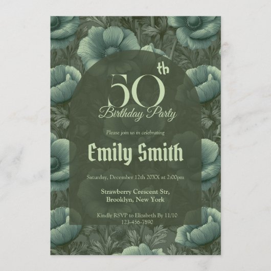 Beautiful Anemones Charm Birthday Event Einladung (Vorderseite)